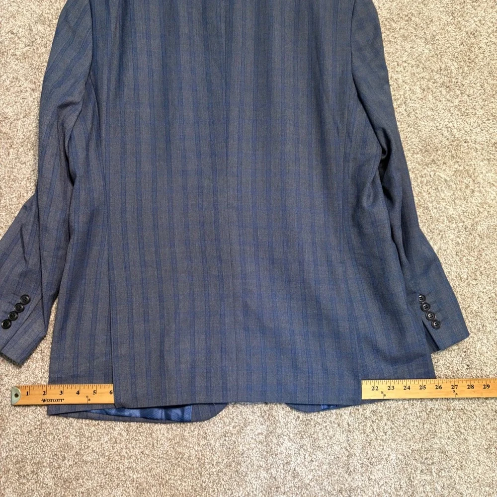 Alberto Cardinali Blazer Mens 44R Glen Plaid Blue Slim Fit Two Button Sport Coat